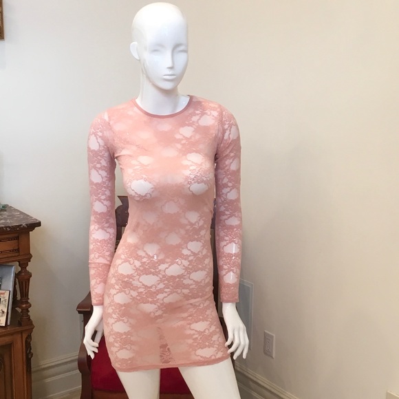 American apparel pink lace longsleeve dress