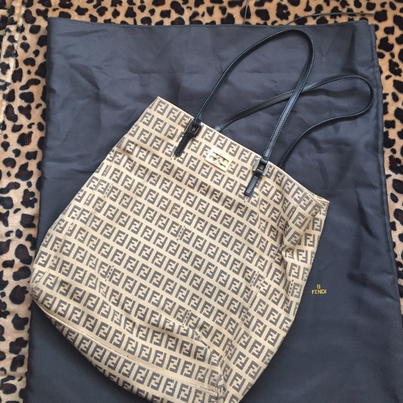 FENDI Beige and Brown Monogram Tote