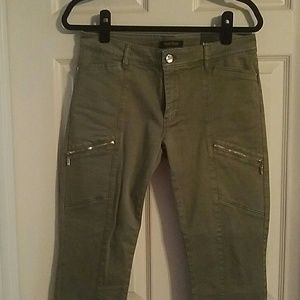 Stretchy crop jeans,  army green.