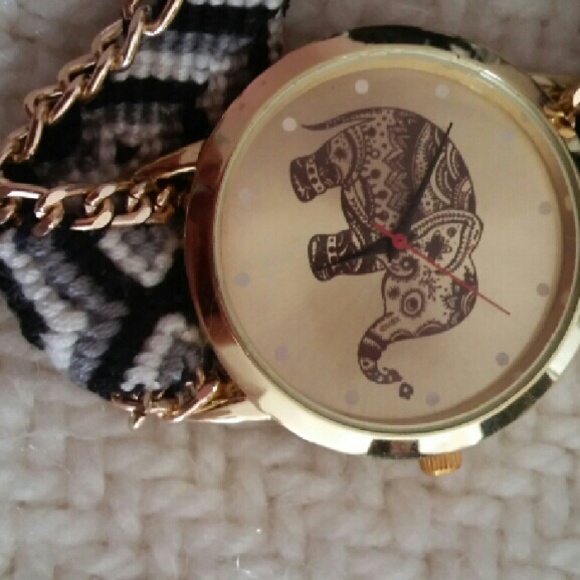 Multicolor gold elephant watch