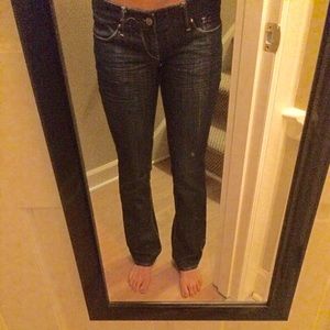 Express dark wash, straight-leg jeans