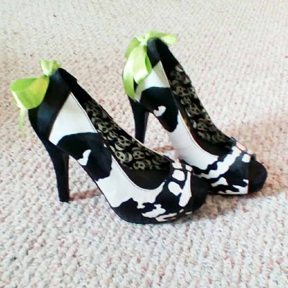 White & Black Iron Fist Open Toe Platforms