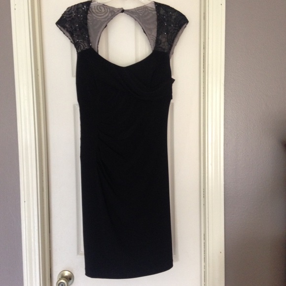 Xscape Black Cap Sleeve Dress Size 10