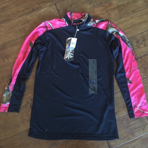 Realtree pink and black camo half zip pullover