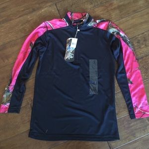 Realtree pink and black camo half zip pullover