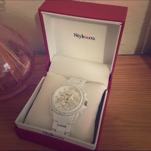 Style & Co. White-tone Bracelet Watch