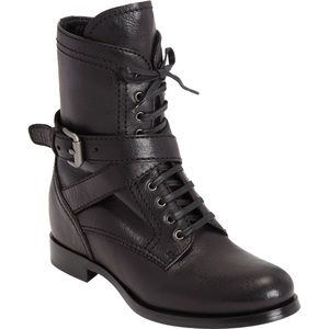 Prada
Lace-Up Leather Combat Boot, Black