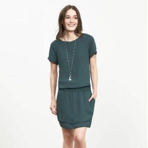 Banana Republic Green Smocked Tiered Hem Dress