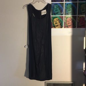 Navy Blue Mini Leather Dress