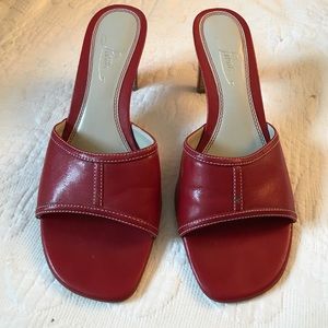 Red, heeled sandal