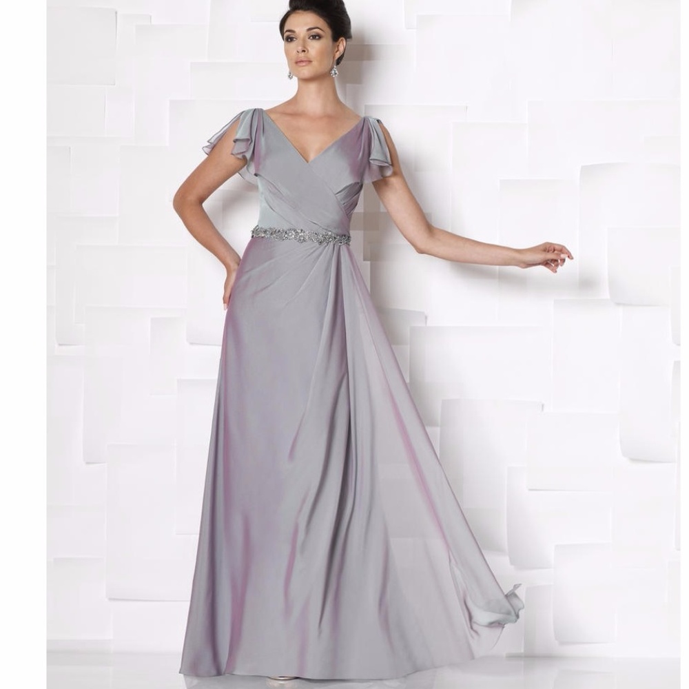 Iridescent Sparkling Flutter Gown by Cameron Blake