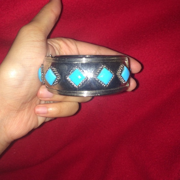 silver and blue bracele