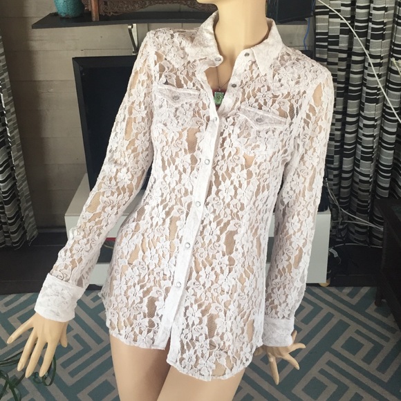Lace button down blouse