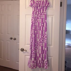 Mahi Gold Ruffle Maxi Dress