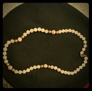 Vintage rose quartz and cloissone necklace