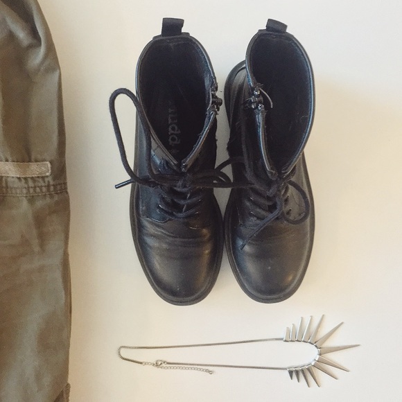 Black combat boots