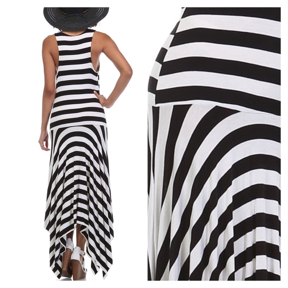 CLEARANCE!! Striped Asymmetrical Maxi Dress - Picture 2 of 2