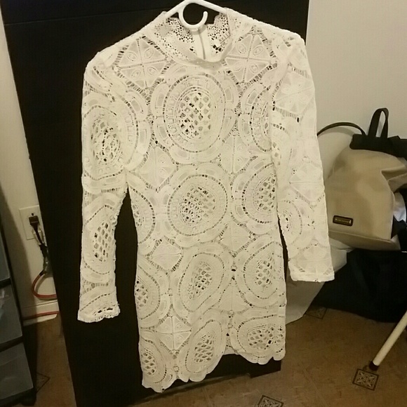 Sexy White crochet mini dress