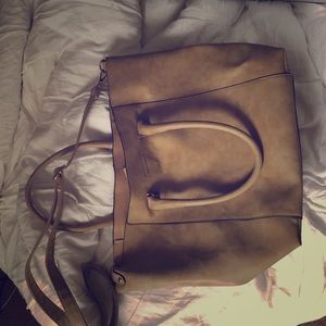 Italian Semi Suede Camel Tote Bag