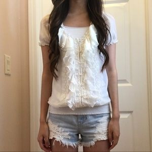 A & F White Lace Blouse