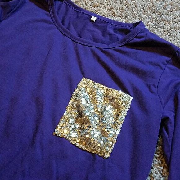 Purple top woth gold sequined pocket