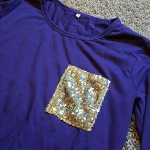 Purple top woth gold sequined pocket