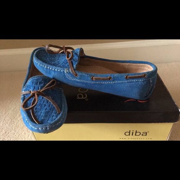Diba Blue Suede Driving Moccasins Loafers Shoes