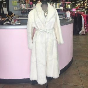 100% White Rabbit Fur Trench Coat
