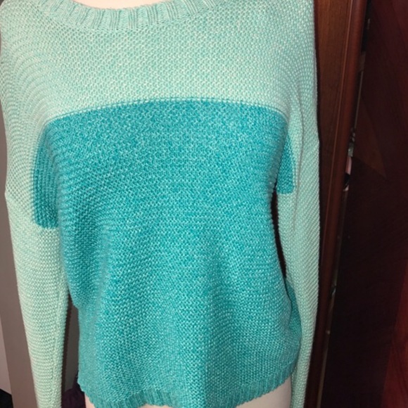 Forever 21 Mint Color Blocked Chunky Knit Sweater - Picture 2 of 7