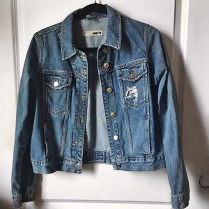 TOPSHOP MOTO distressed denim jacket