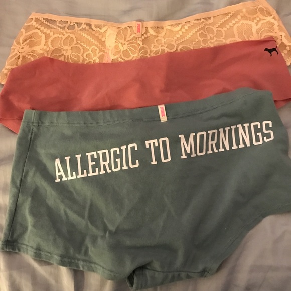 Three PINK Victoria secret panties.