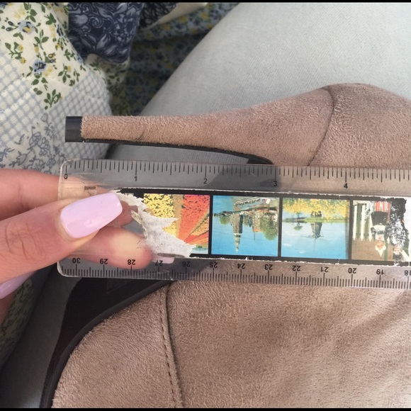 SOLD- Shoedazzle Melrose Heel Suede Boot in Taupe - Picture 2 of 2