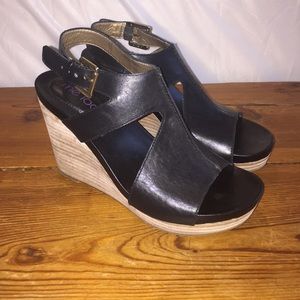 Black Wedge Sandals