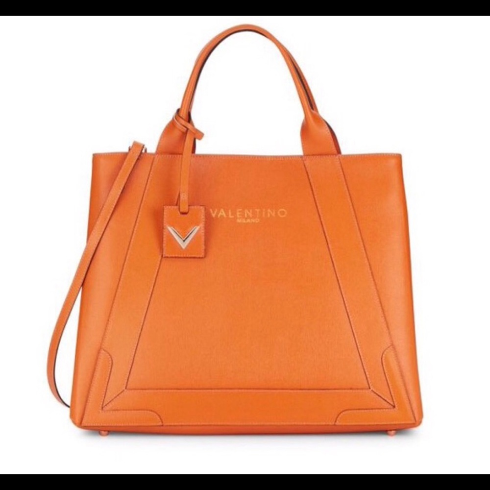 Valentino saffiano leather satchel,Papaya colored