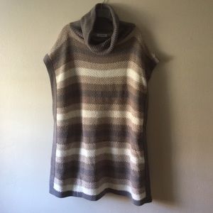 Calvin Klein Striped Cowl Neck Poncho