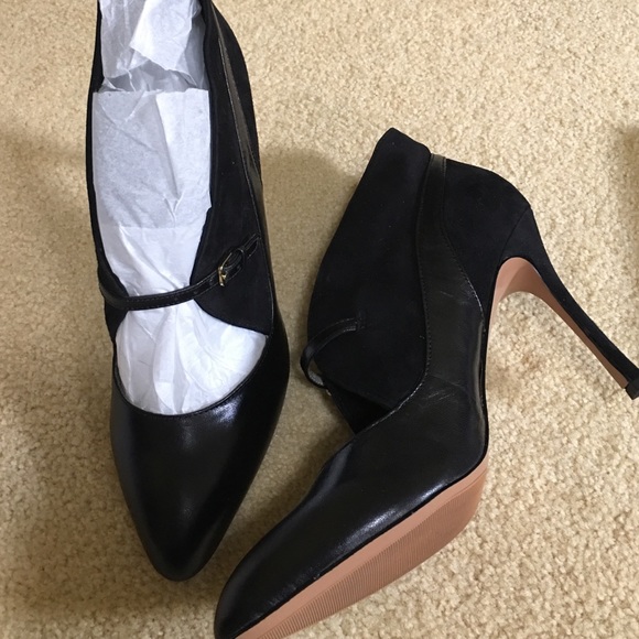 Womens black suede and leather shoe bootie
