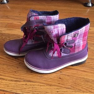 Purple Plaid Ugg Weatherproof Boots