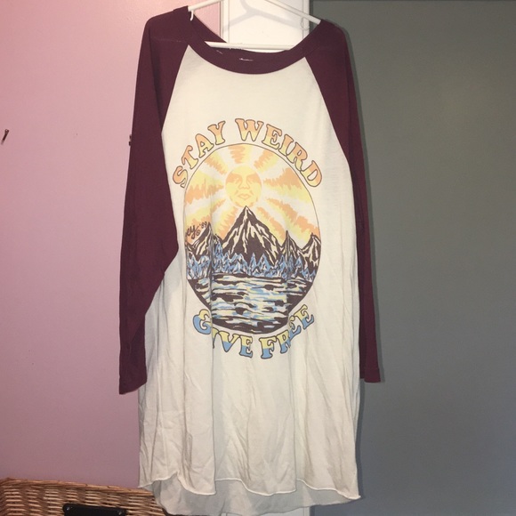stay weird obey baseball tee