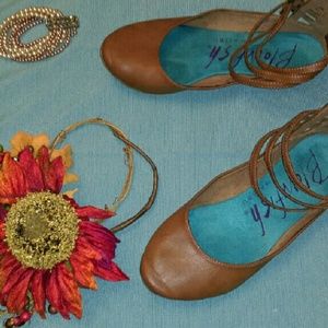 Blowfish Brown Flats with Ankle Straps