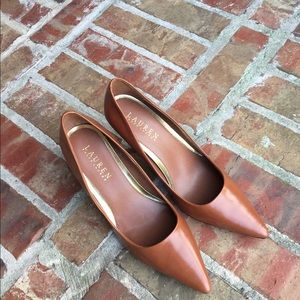 Ralph Lauren brown leather pumps. BRAND NEW