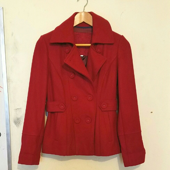 Red double breasted coat