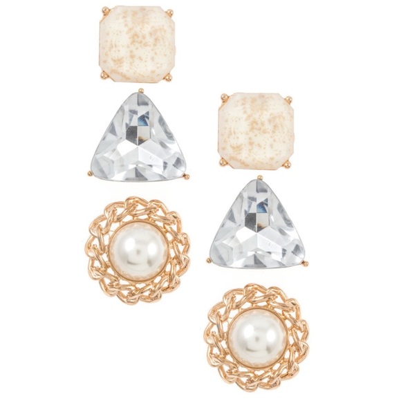 SALE • 2-SET Pearl Gem Earrings