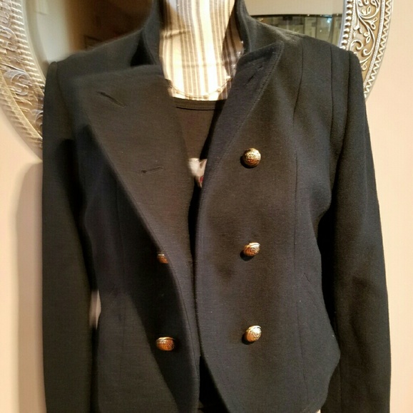 Juicy Couture 100% Black Wool Crop Military Blazer - Picture 6 of 12