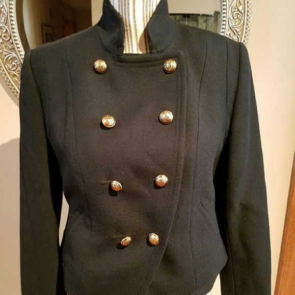 Juicy Couture 100% Black Wool Crop Military Blazer - Picture 4 of 12