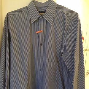 Club room blue/white striped shirt iron free 17-34