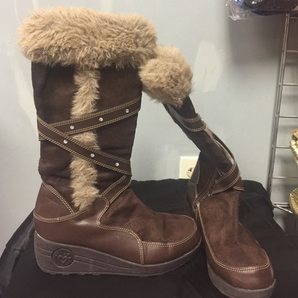 Brown Justice Fur Trim Boots