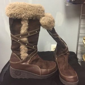 Brown Justice Fur Trim Boots