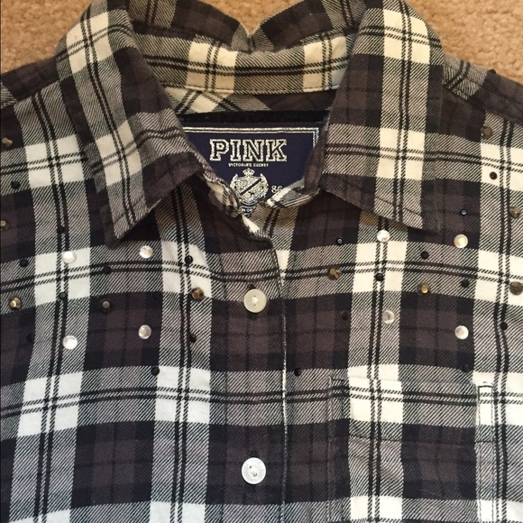 VS Pink rhinestone flannel - Picture 2 of 2