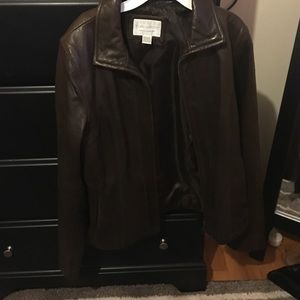 Brown lamb skin leather jacket