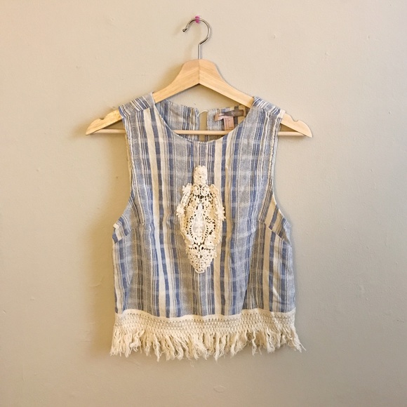 Linen + Crochet Fringe Top